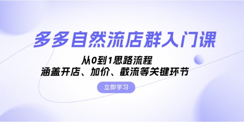 （第13124期）多多自然流店群入门课 从0到1思路流程 百度网盘下载-4241课堂网