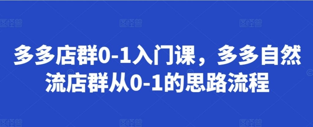 （第13104期）多多店群0-1入门课 多多自然流店群从0-1的思路流程 百度网盘下载-4241课堂网