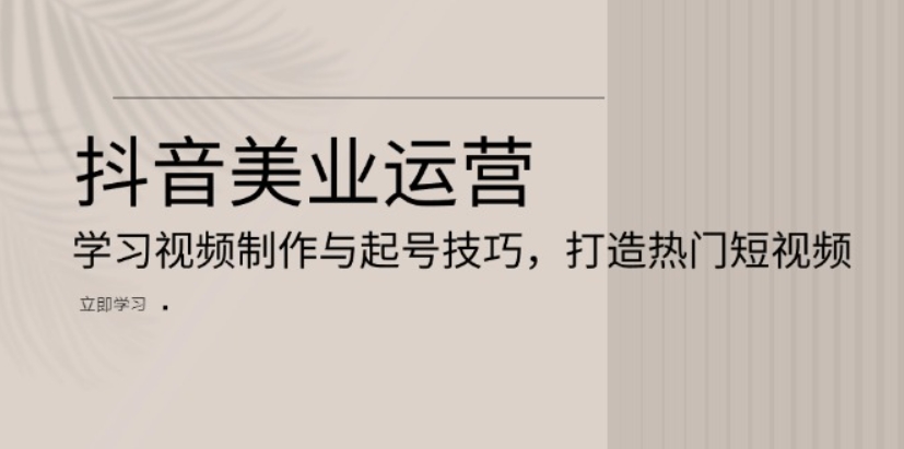 （第13434期）抖音美业运营 学习视频制作与起号技巧 打造热门短视频 百度网盘下载-4241课堂网