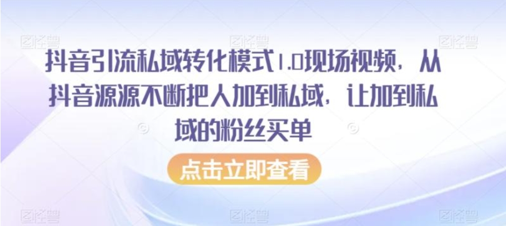 （第5163期）抖音引流私域转化模式1.0现场视频 从抖音源源不断把人加到私域，让加到私域的粉丝买单 百度网盘下载-4241课堂网