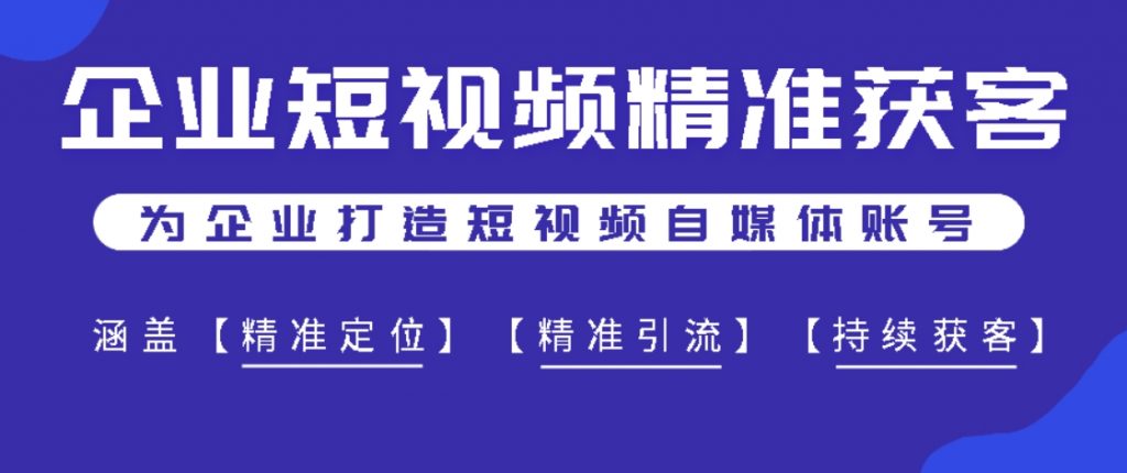 （第1201期）企业短视频精准获客 为企业打造短视频自媒体账号，涵盖精准 【定位+引流+持续获客】百度网盘下载-4241课堂网