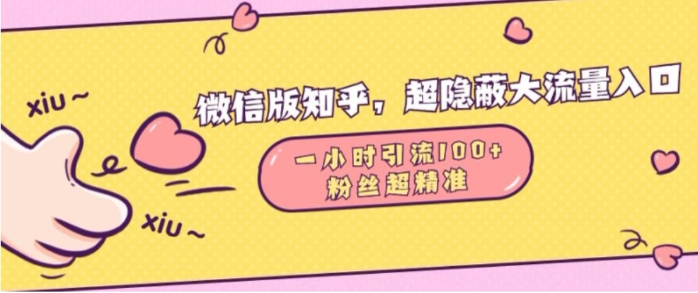 （第13259期）微信版知乎 超隐蔽流量入口1小时引流100人，粉丝质量超高 百度网盘下载-4241课堂网