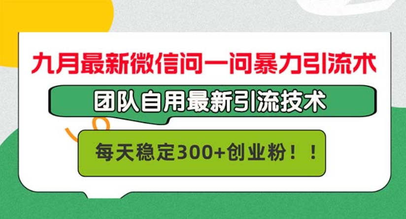 （第12014期）九月最新微信问一问暴力引流术 团队自用引流术，每天稳定300+ 百度网盘下载-4241课堂网