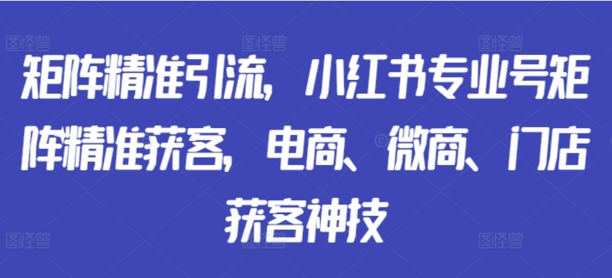 （第12456期）矩阵精准引流 小红书专业号矩阵精准获客，电商、微商、门店获客神技 百度网盘下载-4241课堂网