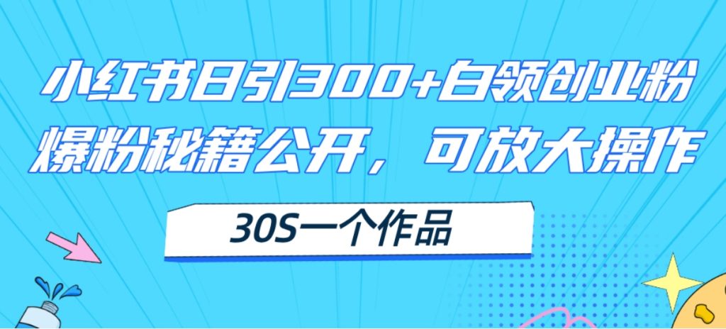 （第10366期）小红书日引300+高质白领创业粉 可放大操作，爆粉秘籍！30s一个作品 百度网盘下载-4241课堂网