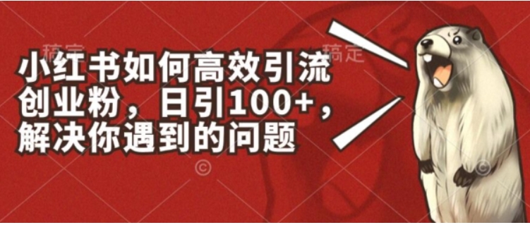 （第9558期）小红书如何高效引流创业粉 日引100+，解决你遇到的问题 百度网盘下载-4241课堂网