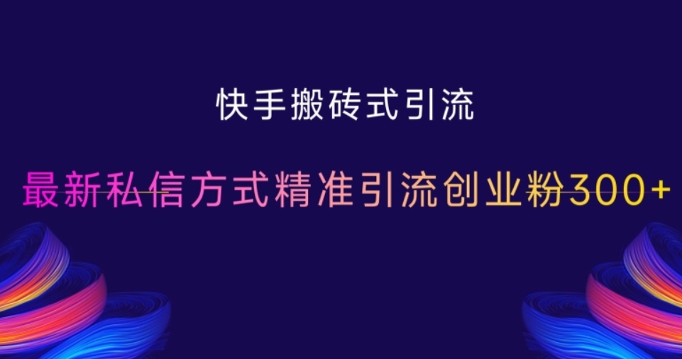 （第13296期）快手搬砖式引流，最新私信方式精准引流创业粉300+ 百度网盘下载-4241课堂网